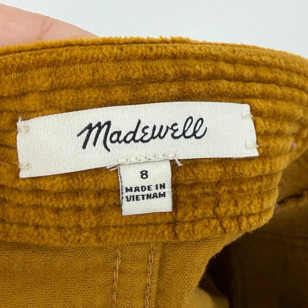Madewell Size 8 Corduroy Button Front Mini Skirt Mustard Yellow‎ Gold Preppy